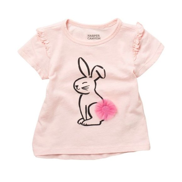 Harper Canyon Fun Bunny Appliqué T-Shirt NEW WITH TAGS - Picture 1 of 1